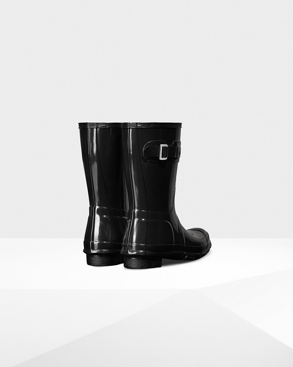 Womens Hunter Original Gloss - Short Rain Boots Black - 6493-QULGX